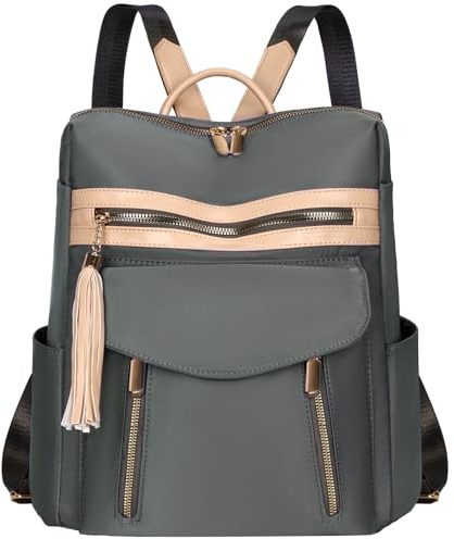 Leathario Rucksack Damen,Cityrucksack Modern, Elegenter Rucksack Wasserdicht,Rucksacktasche 2in1,Tagesrucksack Frauen,Women's Fashion Backpacks Taschenrucksack zur Arbeit Schule Reise,Grau