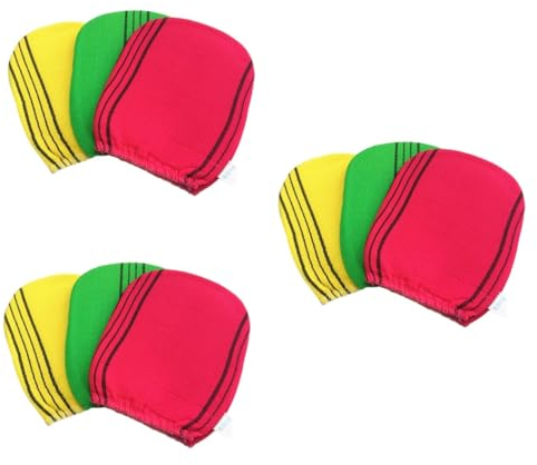 Healeved 9pcs Double-sided Bath Shower Exfoliating Gloves Bath Gloves Loosely Fitted Cuff for Adults Boys and Girls Material Fits