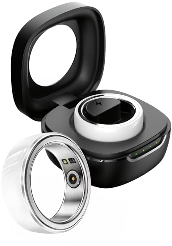 Smart Ring Fitness Tracker Ring Smartringe für Herren Damen Smartring Fitnessring Schrittzähler Fitnesstracker Android IOS Sport Weiß Größe 16
