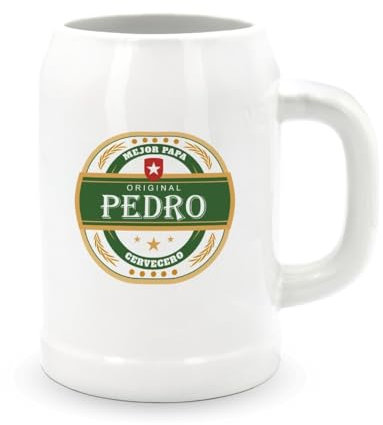 DEREGALOOS Jarra de Cerveza de Cerámica personalizada. Jarras de cerveza originales con nombre. Regalo Original día del Padre. (Mejor Papá Cervecero)