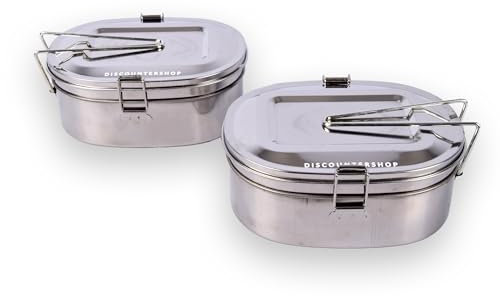 Fiambrera de acero inoxidable, lonchera de 1,2 L con estante extraíble para adultos y niños I Plata I 18x7.5 x 14 cm | Bentobox