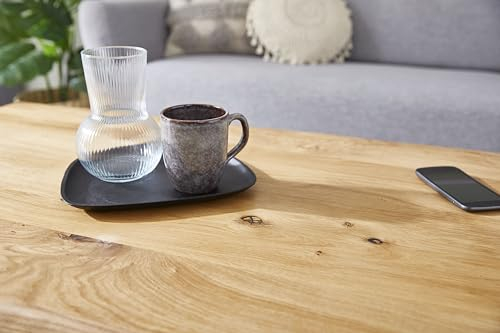 Generic Küchentisch Wohnzimmertisch Holztisch Eichentisch Esstisch Holz massiv Echtholz Schweizer Kante Gerade Baumkante (Tischkufen Rechteck, Schweizer Kante, Eiche, 1, 120cm x 80cm x 4cm, EDT01)