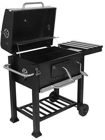 Grillwagen, Holzkohlegrill, tragbarer Grill, Holzkohlegrill, Werkzeuge für Outdoor, Hof, Camping, Wanderung, Picknick, 100 x 115 x 48 cm