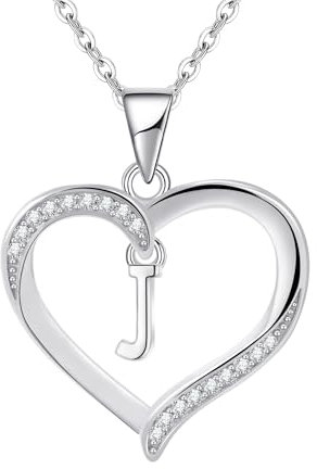 Cosie Lily Christmas Gifts for Women Necklaces for Women 925 Heart Initial Sterling Silver Letter J Pendant Jewellery for Woman Xmas Gifts for Mum Wife Girlfriend