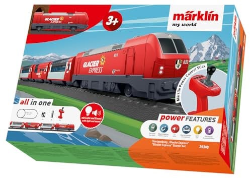 Märklin My World 29348 - Startpackung Glacier Express, akkubetrieben, mit USB Ladekabel und Magnetkupplungen, H0