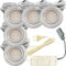 5x IP44 LED Einbauspots 12V, flach, 2,4W, 200lm, Edelstahl gebürstet, inkl. LED-Trafo, 230V Zuleitung mit Stecker, AMP Verteiler, Neutralweiß 4000K, Lochdurchmesser 54-60mm, Plug and Play.