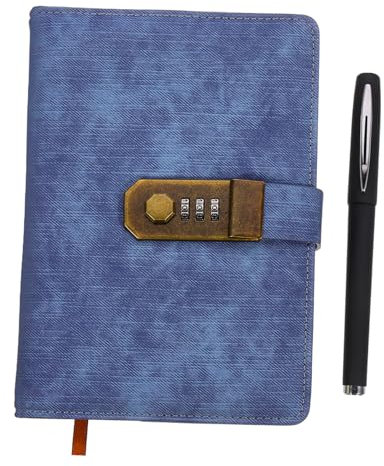 HONMEET Vintage Small Diary Lock, Password Journal Notebook for Adults, Thick Blue Locking Journal for Secure Personal Notes