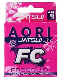 Jatsui Aori PROSQUID 100% Fluorocarbon - Filo da Pesca 30 mt Colore Rosa Pesca Seppia Calamaro (0,23 mm x 30 mt)
