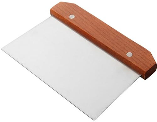 BEAHING Dough Cutter and Scraper, Stainless Steel Chopper with Wooden Handle, Reusable Kitchen Dough Cutter for Cake Noodle Pizza 5.9x3.2, dough cutter and scraper