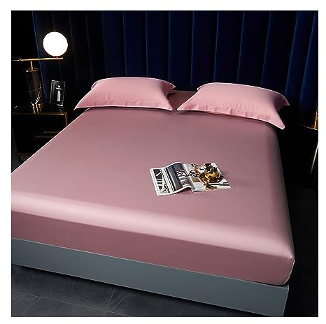Tencel-Spannbetttuch mit Fadenzahl 1000, mit 30 cm tiefen Taschen, luxuriös kühlend und weich, seidig, Lyocell-Bettlaken für kleine Doppel-, Queen-Size- und Super-King-Size-Betten, Rosa, 180 x 200 +