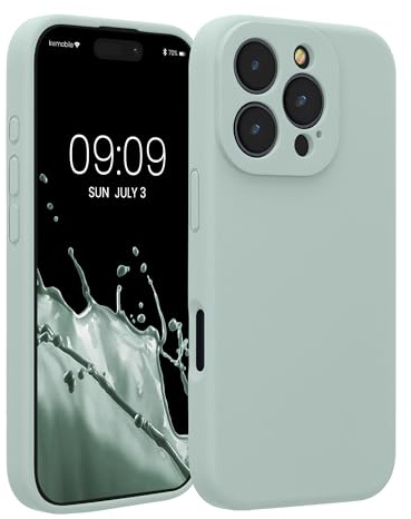 kwmobile Cover per iPhone 16 PRO Custodia - Back Case per Smartphone in Silicone TPU - Protezione Gommata - Menta Freddo