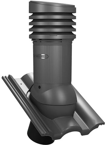Gedämmter Entlüfterkamin DN150 für Braas - Taunus Dachziegel Dachlüfter (RAL 7024 - Graphit)