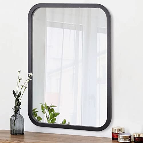 AOAOPQ Miroir mural rectangulaire encadré 40 x 50 cm Noir Grand miroir pour salle de bain, chambre à coucher, toilettes, salon, salle à manger à suspendre horizontalement ou verticalement