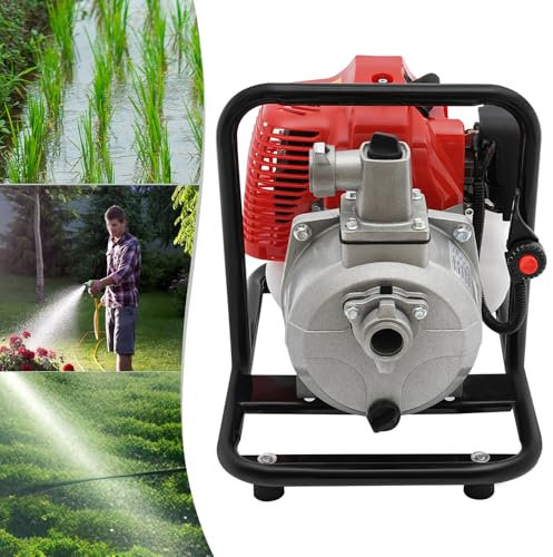 Pompe à eau à essence 43 CC - Pompe à eau usée 2 temps - Pompe à eau sale - Pompe de bassin - Pompe de jardin 1,25 kW