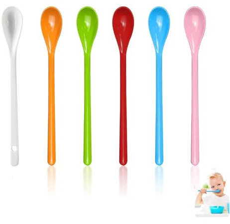 Colourful Plastic Spoons, Reusable Tea Spoons, Dessert Spoon, Plastic Teaspoons, Ideal for Ice Cream, Coffee, Cocktails and More, Set of 6