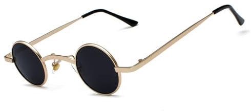 besbomig Steampunk Herren Damen Retro Sonnenbrille Runde - Hippie Klein Rave Brille 70er 80er 90er Jahre Accessoires Partybrille Fasching Karneval Ovale Hip Hop Lustige Brillen