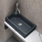 doporro Lavandino Bagno da Appoggio Lavabo ad Angolo Rettangolare con Foro Rubinetto e Vasca a Destra, Design Moderno in Marmo Resina con Nano Rivestimento 46x26x11cm Antracite Opaco, Colossum101