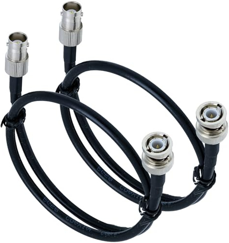 ACONRFTOL 2PCS BNC RG58 Koaxialkabel 50CM BNC Stecker auf Buchse Verlängerungskabel Low Loss für Video SDI, Überwachungskamera