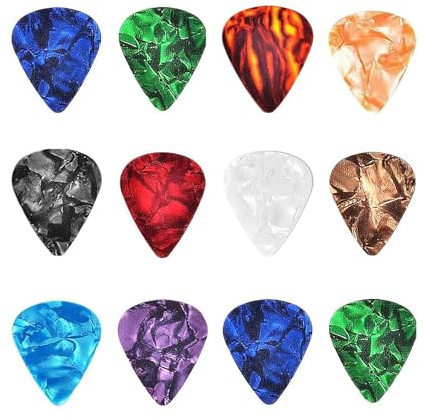 12 Pcs Guitar Picks Acoustic, 3 Different Thickness Colorful Plectrums For Acoustic Guitar, For Electric, Bass Including 0.5mm 0.75mm 1mm