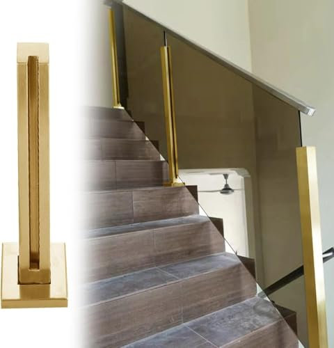 Araignée d'escalier en verre en acier inoxydable brossé - Main courante d'escalier - Porche - Villas et terrasse de porche - Hauteur : 105 cm