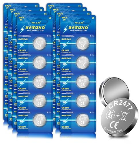 avmzvo CR2477 Batterie,3V Lithium Knopfzelle Batterien 2477,DL2477,40 Stück | für Fernbedienung, Licht, elektronische Kleingeräte【5 Jahre Garantie】