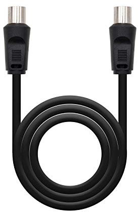 Cable de Antena TV 75 Ohm M-H 1.8 m, conecta televisores y optimiza la recepción de señal de TV.
