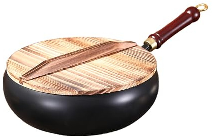 Uncoated Iron Pan, Hand Forged Pot with Heat Retention Function, Wrought Iron Frying Pan, Uncoated Frying Pans. Ironed Pans for Kitchen Various Culinary Styles (Black A)