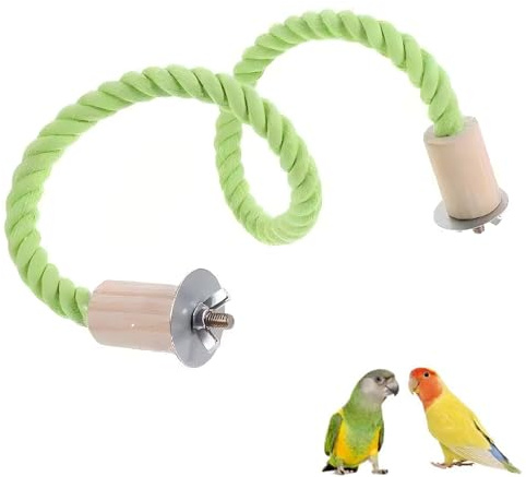 LZZEM Bird Rope Perch for Parrots Bendable Cotton Chewing & Climbing Toy Cotton Rope Stand Toy Rope Bungee Toys for Cockatiels Budgies Small Birds (55cm)