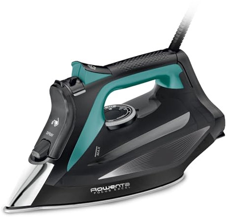 Rowenta Focus Excel - Plancha de Vapor 2700 W | Suela Microsteam 400 HD, Vapor 45 g/min, Golpe 200 g/min, Punta Precisa, Antigoteo, Eco, Depósito 300 ml, Vapor Vertical (Reacondicionado)