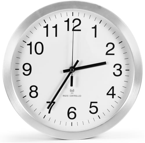 Wowlela Funkuhr Wanduhr, 30cm Leise Wanduhr ohne Ticken,Modern Funkwanduhr,Batteriebetriebene Wanduhr mit Automatischer Zeitsynchronisation für Zimmer Zuhause Küche Wohnzimmer Schlafzimmer Büro Schule