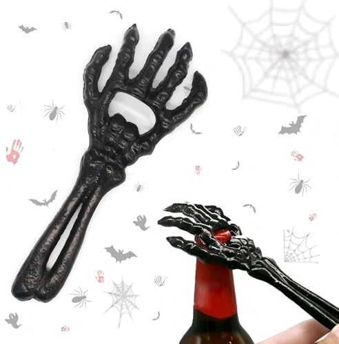 Beer Gifts for Men - Iron Skeleton Skull Hand Beer Bottle Opener Heavy Duty Halloween Gothic Gifts Fathers Day Gift for Men Dad Husband Skull Fan Bar Collector Halloween Party Supplies