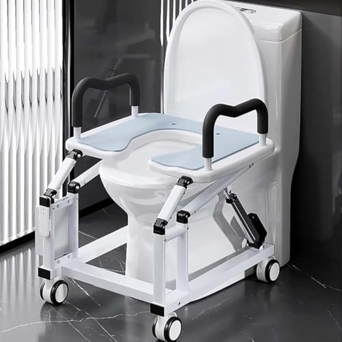 BOOZXCV Electric Toilet Seat Riser with Handles, Powered Lift for Elderly, Supports Up to 220lbs, Enhances Bathroom and Independence