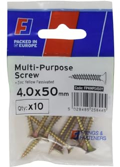 Forgefix Multi-Purpose Pozi Screw CSK ST ZYP 4.0 x 50mm ForgePack 10, they are suitable for numerous ironmongery, joinery, electrical and plumbing applications.