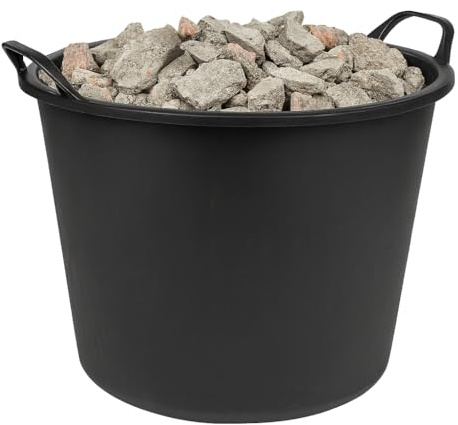 Lemag srl 2 x Cassa Tonda per Macerie e Miscelazioni – 45 Litri – Nera – Resistente in Plastica Robusta per Edilizia, Giardinaggio e Fai-da-te