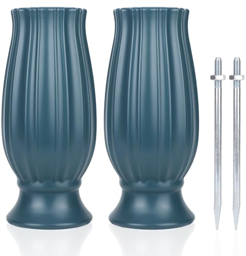 Goktvai 2pz Vasi per Cimitero, Portafiori in Plastica Tombe con Punte in Metallo Lapidi Decorazioni Tombe da Esterno per Uso Commemorativo Onore della Perdita Propri Cari (Blu Mare)