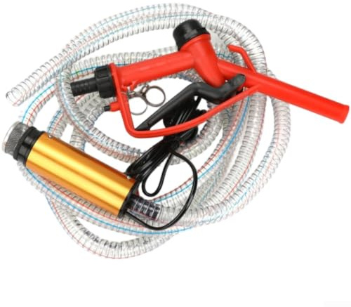 Electric Submersible Oil and Water Pump with Multiple Voltage 12V 24V 220V Stainless Steel 51mm Pump Body and 4 Meter Hose for Diesel Fuel Transfer (Yellow 12V)