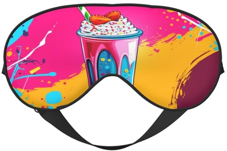 Schlafmaske „Milchshake mit verstellbarem Riemen, psychedelische Farben, Augenschutz, blockiert Licht für Frauen und Männer, ideal für Flugreisen, Nickerchen und Meditation.