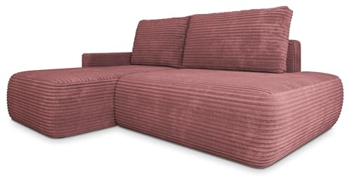 Masseno Ecksofa AVINI T R-S mit Schlaffunktion L-Form, Klassisch Sofa mit Bettkasten, Wohnzimmersofa, Couch, Soffa, Bettsofa, Couchgarnitur - Schwarz, TILIA 100