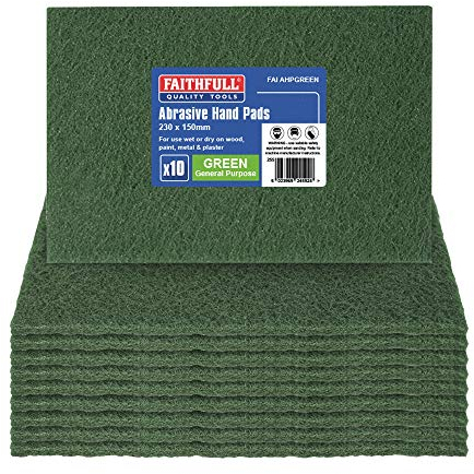 Faithfull FAIAHPGREEN General Purpose Hand Pad 230 x 150mm - Green (Pack of 10), FAIAHPGREEN