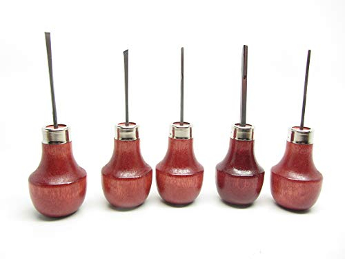 UJ Ramelson Wood Carving Tools Palm Set for Woodworking, Fine Miniature Detail, Stamp Making, Tile Etching, Mini Chisel and Gouge, 5 Pieces
