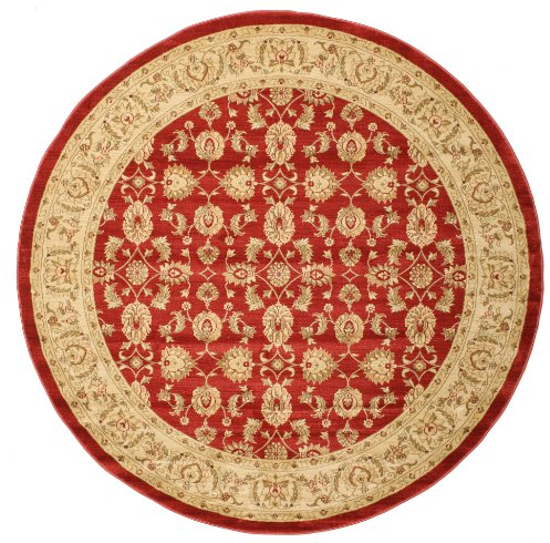 RugVista Ziegler Kaspin, Teppich, / Kazak, Ø 250 cm, Rund, Niedriger Stapel, Wohnzimmer, Esszimmer, Schlafzimmer, Küche, Nur chemische Reinigung, Oeko_tex_100, Rot