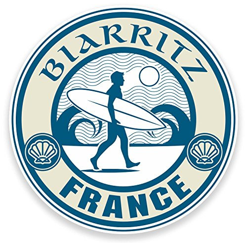 Biarritz France - Adesivo in vinile per auto, laptop, bagagli, viaggi, surf Cool #9244 (10 cm di larghezza x 10 cm di altezza)