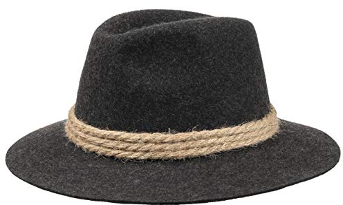 Ur-Tiroler Trachtenhut - Almhut Herren/Damen - Wanderhut aus 100% Wollfilz - Oktoberfesthut mit RIpsfutterband - Tirolerhut Sommer/Winter - Filzhut anthrazit 59 cm