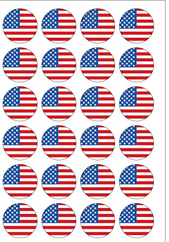 Kuchen-Topper, Kuchendekoration aus Esspapier, vorgeschnitten, Motiv USA-Flagge, 24 Stück