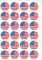 Kuchen-Topper, Kuchendekoration aus Esspapier, vorgeschnitten, Motiv USA-Flagge, 24 Stück