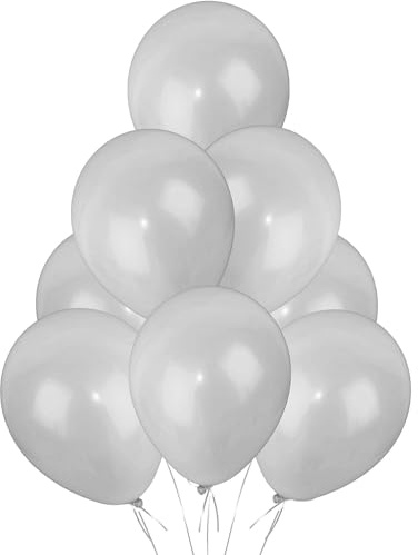 Silver Balloons 100 Pack, Large 12 Inch Thick Latex Biodegradable Helium Party Balloons for Birthday, Wedding, Baby Shower, Valentine's Day Events Decoration for Balloon Arch Garland