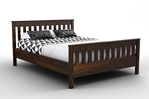 NODAX King Size Bed Frames – Solid Pine Wooden Bed Frame for Adults, F16 Easy Assemble Bed with Sturdy Slats, Comfortable Bedroom Furniture | 152.5 x 200 cm (Walnut)