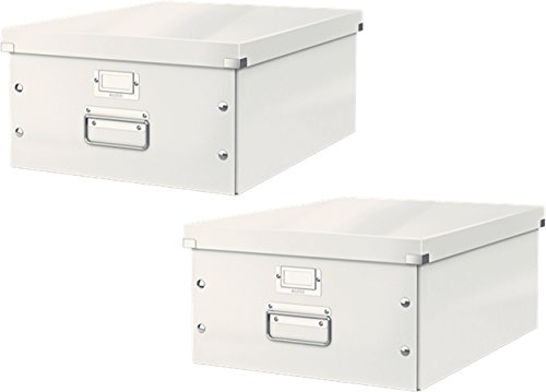 Leitz 6045 Click & Store, Große Aufbewahrungs- und Transportbox mit Deckel für A3 (2er Pack, Weiß)