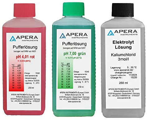 Apera Instruments pH Puffer 4.01/7.00 + 3M KCl Lösung je 250ml, 1 )