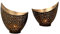 Teelichthalter Windlicht in Sichelform 2er Set Höhe 12+15 cm aus Metall schwarz/Gold oder rosé-Gold